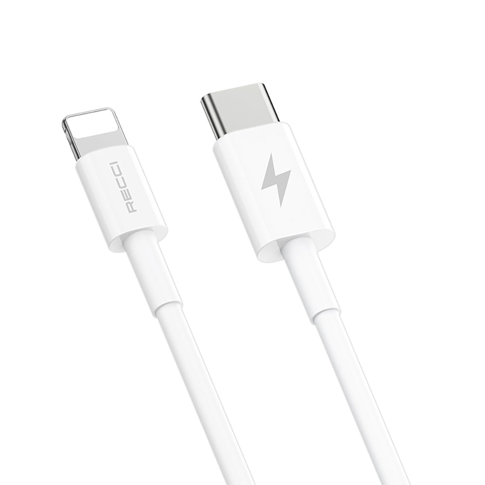 Recci RC65E Hızlı Şarj Başlığı Type-C to Lightning PD 20W Kablolu Şarj Seti