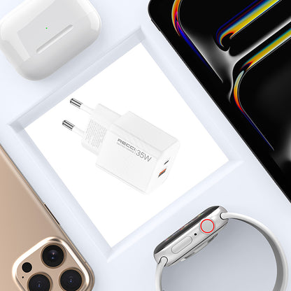 Recci RC83E Type-C PD & USB-A GaN Teknolojili QC3.0 Hızlı Şarj Başlığı 35W