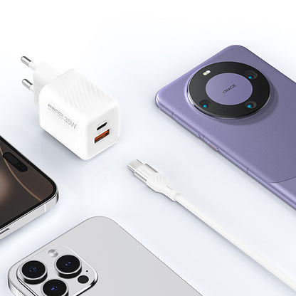 Recci RC83ECC GaN Teknolojili Hızlı Şarj Başlığı USB-A to Type-C PD 35W Kablolu Şarj Seti