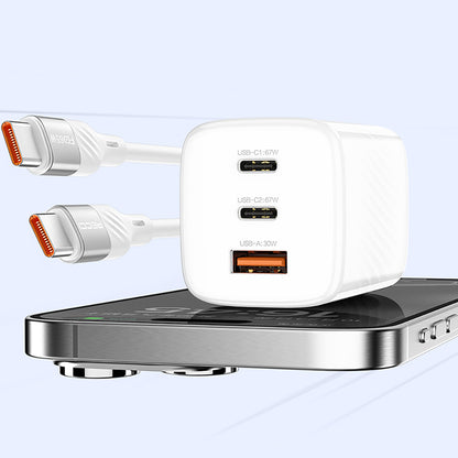 Recci RC85E GaN Teknolojili Hızlı Şarj Başlığı USB-A to Type-C PD 67W Kablolu Şarj Seti