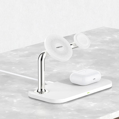 Recci RCW-20 Prestige Serisi 3in1 M-safe 15W Hızlı Şarj Özellikli Magnetik Kablosuz Şarj Standı