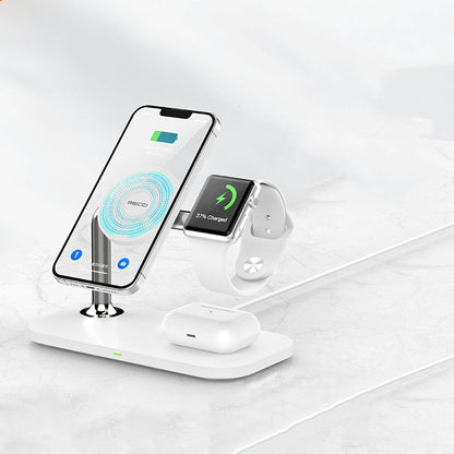 Recci RCW-20 Prestige Serisi 3in1 M-safe 15W Hızlı Şarj Özellikli Magnetik Kablosuz Şarj Standı