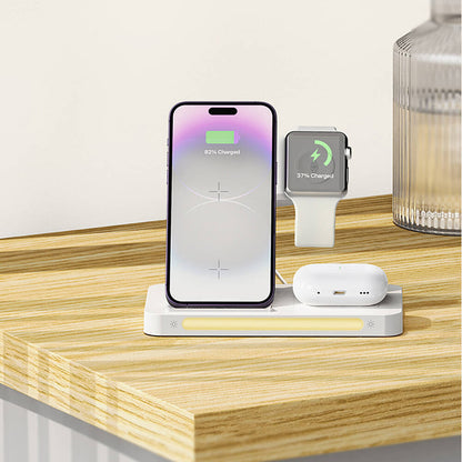 Recci RCW-31 4in1 M-safe 15W Hızlı Şarj Özellikli LED Işıklı Magnetik Kablosuz Şarj Standı