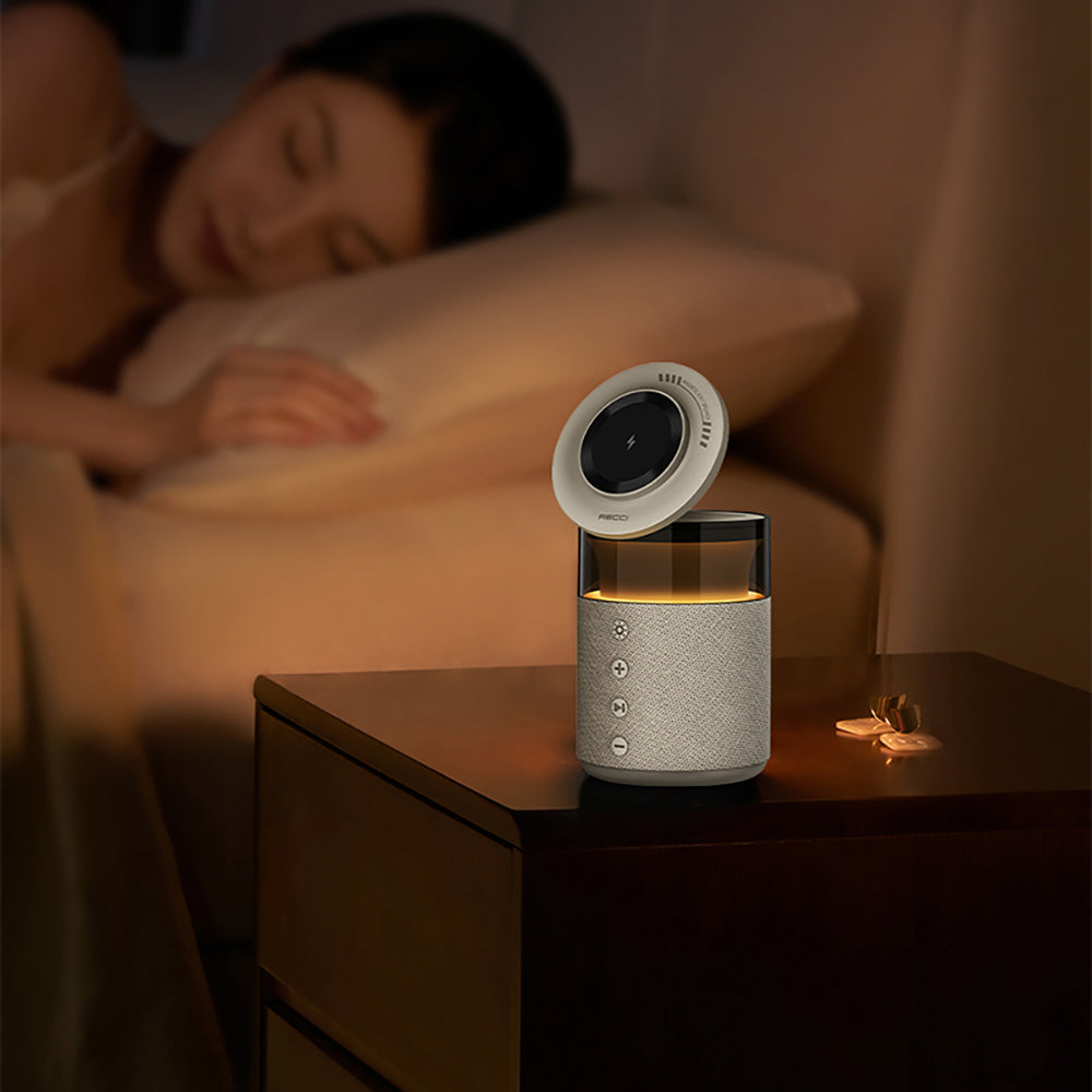 Recci RCW-51 Kablosuz Şarj Standı Ambiyans Işıklı Bluetooth Speaker Hoparlör Özellikli