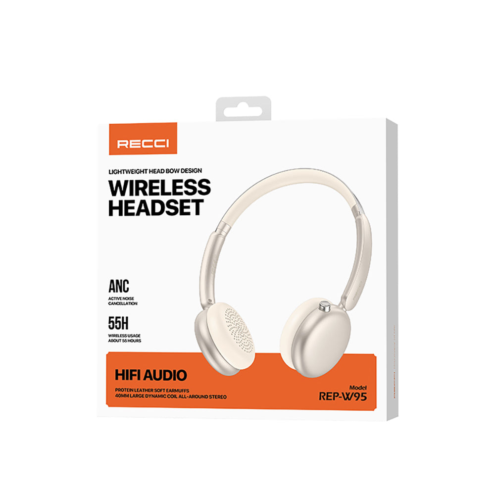 Recci REP-W95 ANC/ENC Özellikli Hi-Fi Ses Kaliteli Kulak Üstü Bluetooth v5.3 Kulaklık