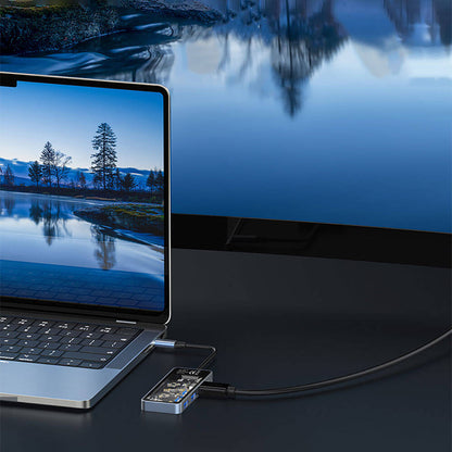 Recci RH16 Type-C to Type-C PD100W + USB3.0 + HDMI + Type-C Bağlantılı 5in1 Hub