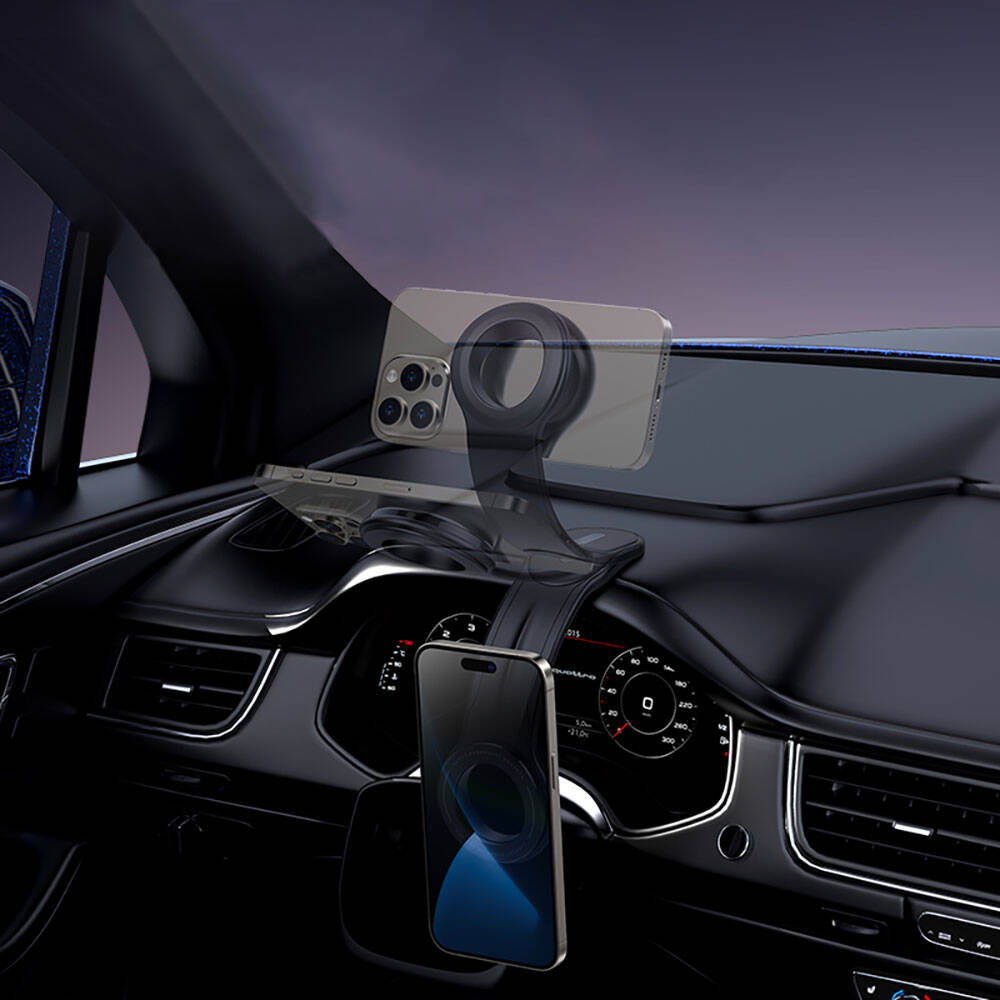 Recci RHO-C40 Magnetik M-safe Uyumlu Bükülebilen Eğimli ve Düz Zemin Araç Telefon Tutucu