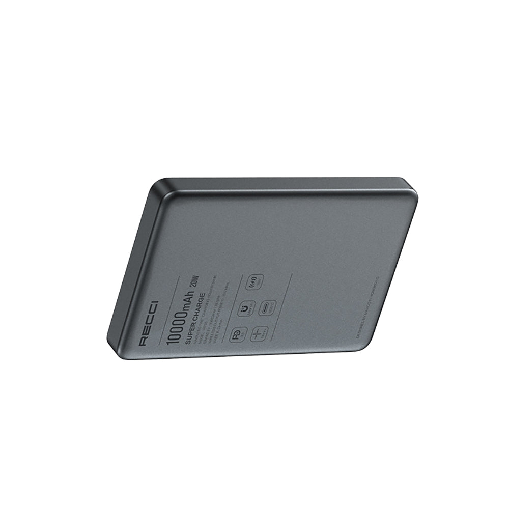 Recci RP35 PD 20W Led Göstergeli Hızlı Şarj Özellikli Wireless Powerbank 15W 10000mAh