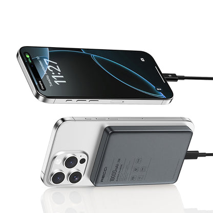 Recci RP35 PD 20W Led Göstergeli Hızlı Şarj Özellikli Wireless Powerbank 15W 10000mAh