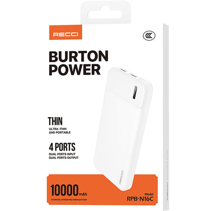 Recci RPB-N16C Ultra İnce Hızlı Şarj Özellikli Led Işık Göstergeli Powerbank 10000mAh