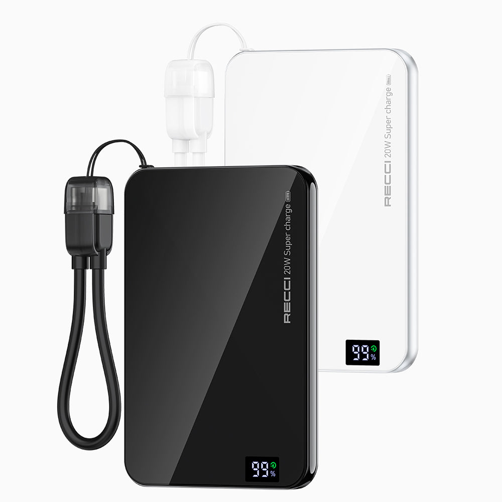 Recci RPB-W41 PD 20W Ultra İnce Hızlı Şarj Özellikli Type-C Kablolu Powerbank 15W 5000mAh
