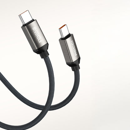 Recci RS35CC Type-C to Type-C PD 65W Örgü Tasarımlı Hızlı Şarj Özellikli Data ve Şarj Kablosu 1M