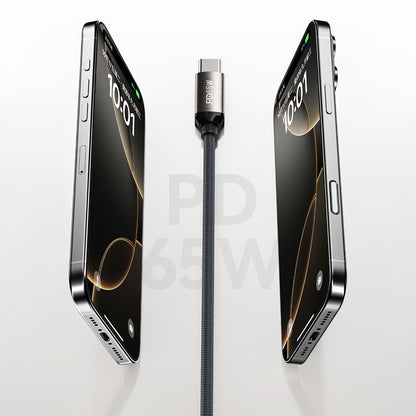 Recci RS35CC Type-C to Type-C PD 65W Örgü Tasarımlı Hızlı Şarj Özellikli Data ve Şarj Kablosu 1M