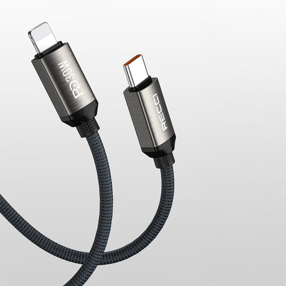Recci RS35CL Type-C to Lightning PD 30W Örgü Tasarımlı Hızlı Şarj Özellikli Data ve Şarj Kablosu 1M