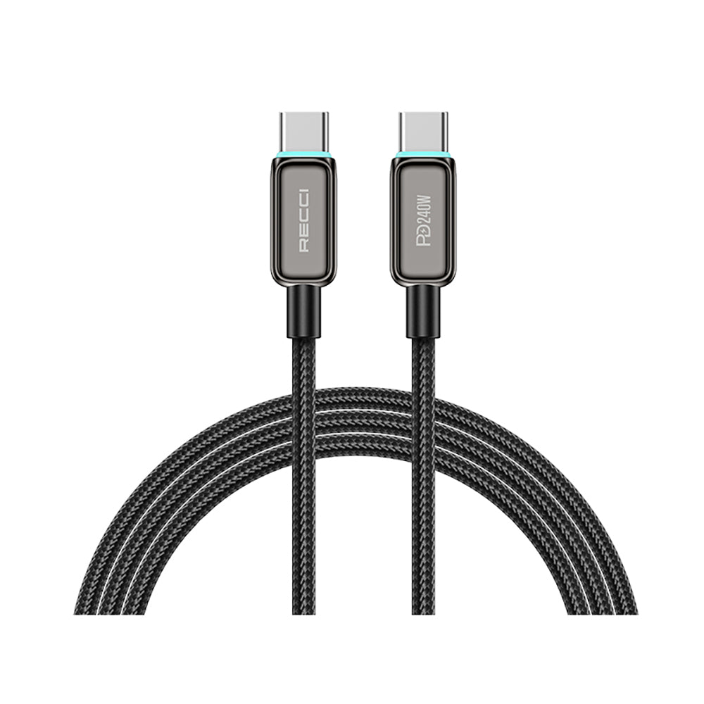 Recci RS42CC Lamp Display Serisi Type-C to Type-C PD 240W Hızlı Şarj Özellikli Data ve Şarj Kablosu 1.5M