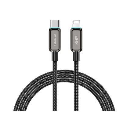 Recci RS42CL Lamp Display Serisi Type-C to Lightning PD 30W Hızlı Şarj Özellikli Data ve Şarj Kablosu 1.5M