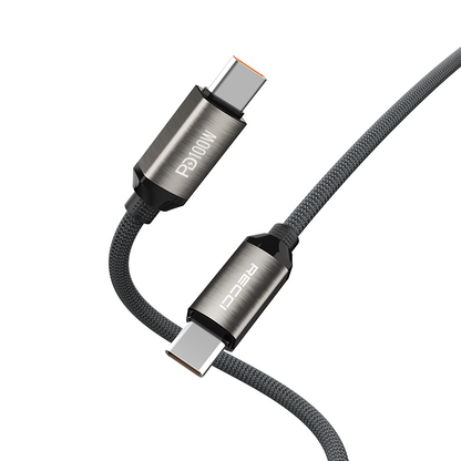 Recci RS45CC Type-C to Type-C PD 100W Örgü Tasarımlı Hızlı Şarj Özellikli Data ve Şarj Kablosu 1M
