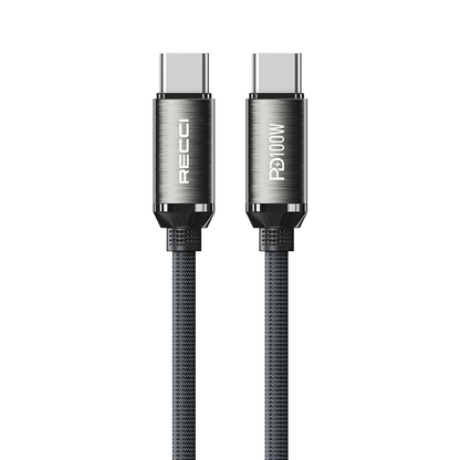 Recci RS45CC Type-C to Type-C PD 100W Örgü Tasarımlı Hızlı Şarj Özellikli Data ve Şarj Kablosu 1M