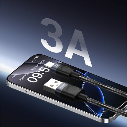 Recci RS50C USB-A to Type-C Örgü Tasarımlı Hızlı Şarj Özellikli Data ve Şarj Kablosu 1M