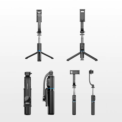 Recci RSS-W03 Bluetooth 5.0 Uzaktan Kumandalı Çok Fonksiyonlu Selfie Çubuğu