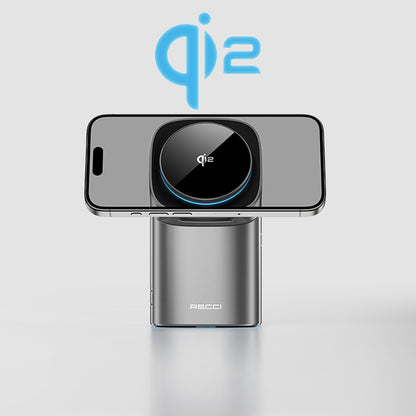 Recci RW05 Qi2 Şarj Teknolojili Ambiyans Işıklı Telefon&Akıllı Saat&Kulaklık 15W 3in1 Kablosuz Şarj Standı