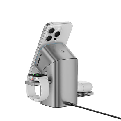 Recci RW05 Qi2 Şarj Teknolojili Ambiyans Işıklı Telefon&Akıllı Saat&Kulaklık 15W 3in1 Kablosuz Şarj Standı