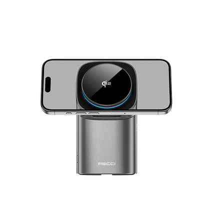 Recci RW05 Qi2 Şarj Teknolojili Ambiyans Işıklı Telefon&Akıllı Saat&Kulaklık 15W 3in1 Kablosuz Şarj Standı