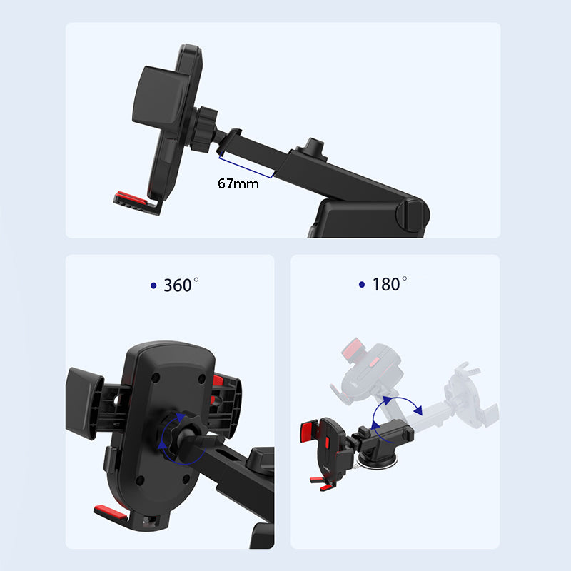 Recci RZ02 Otomatik Mekanizmalı Uzatılabilir Teleskopik Vantuzlu Tasarım Araç Telefon Tutucu