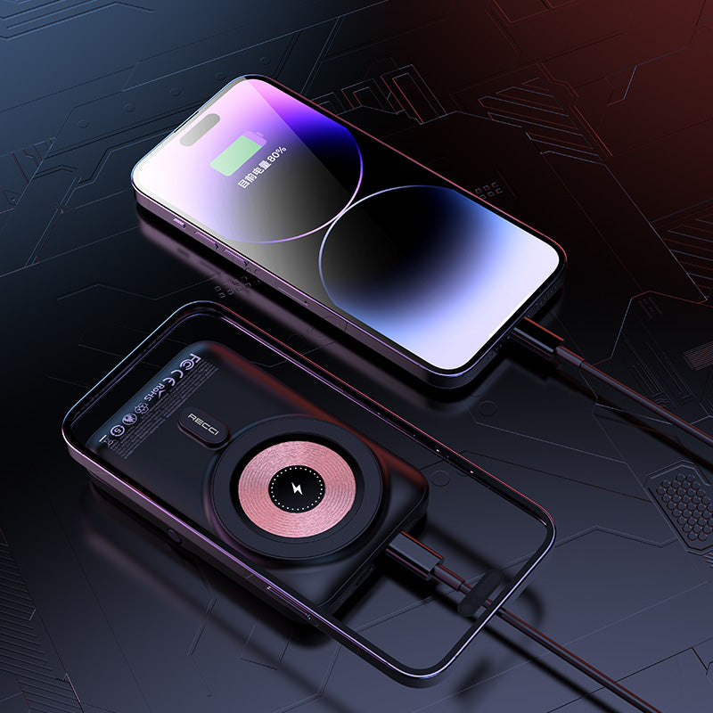 Recci W08 Metal Standlı 15W M-safe Şarj Özellikli 20W PD Hızlı Şarj Powerbank 10000mAh