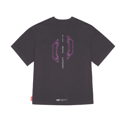 Skinarma Cypher Kısa Kollu Oversize Unisex Bisiklet Yaka Mor Tişört