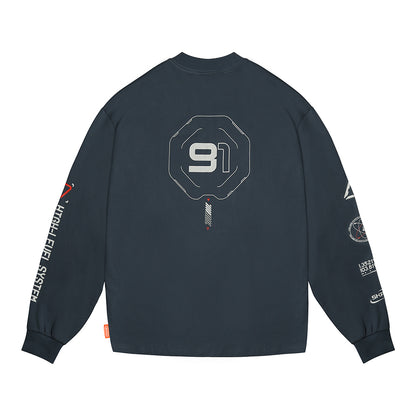 Skinarma Neptune Uzun Kollu Oversize Unisex Bisiklet Yaka Lacivert Sweatshirt