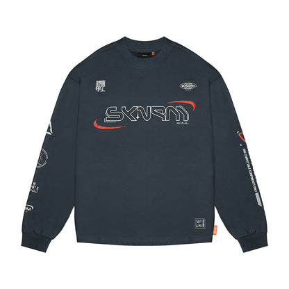 Skinarma Neptune Uzun Kollu Oversize Unisex Bisiklet Yaka Lacivert Sweatshirt