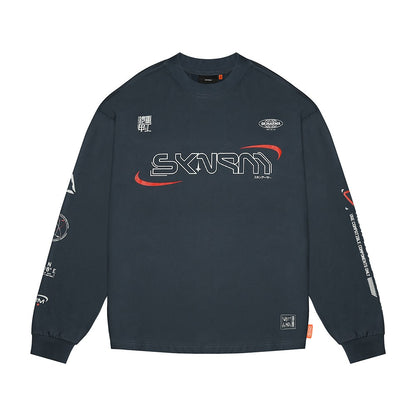 Skinarma Neptune Uzun Kollu Oversize Unisex Bisiklet Yaka Lacivert Sweatshirt