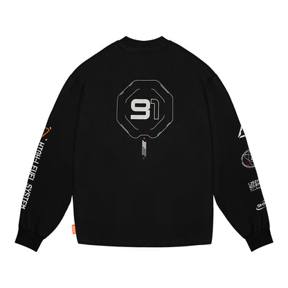 Skinarma Neptune Uzun Kollu Oversize Unisex Bisiklet Yaka Siyah Sweatshirt
