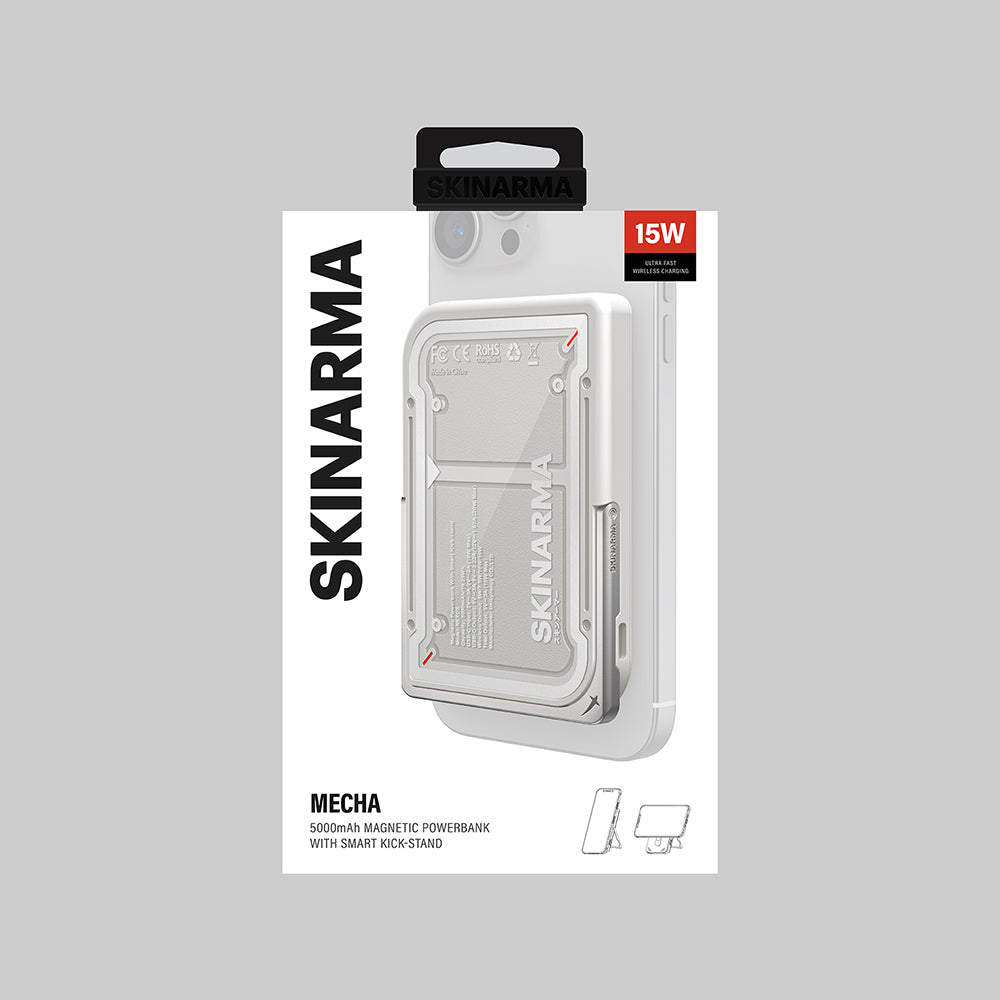 Skinarma Nexus Mecha Kablosuz ve PD Hızlı Şarj Özellikli Metal Standlı Taşınabilir Powerbank 20W 5000mAh
