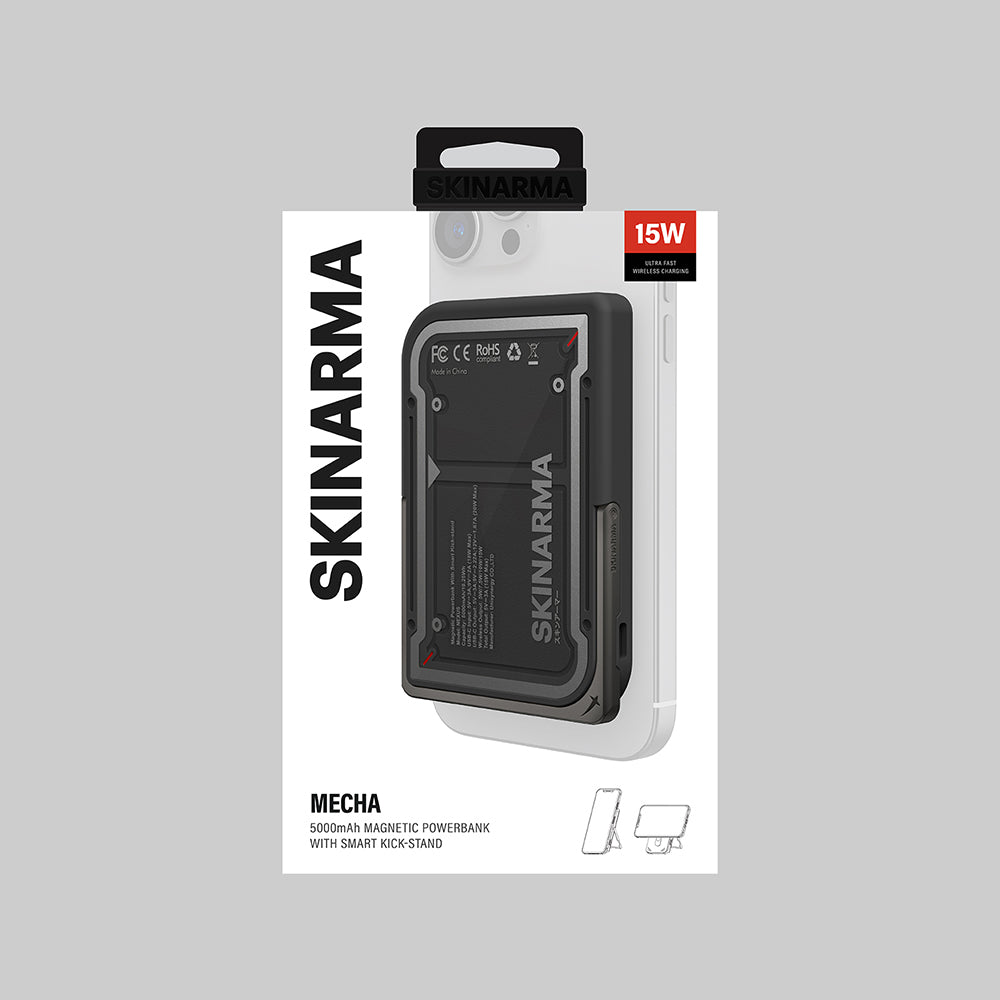 Skinarma Nexus Mecha Kablosuz ve PD Hızlı Şarj Özellikli Metal Standlı Taşınabilir Powerbank 20W 5000mAh