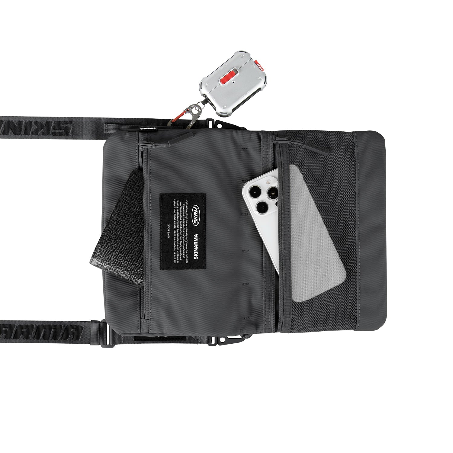 Skinarma Satchel Juno Desenli Naylon Scout Bilek Askı Kayışlı Aksesuar Çantası