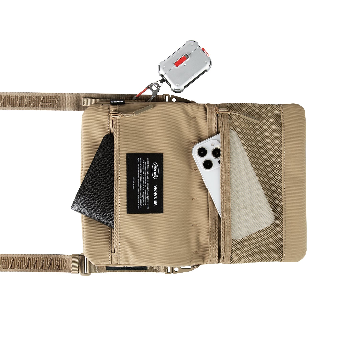 Skinarma Satchel Juno Desenli Naylon Scout Bilek Askı Kayışlı Aksesuar Çantası