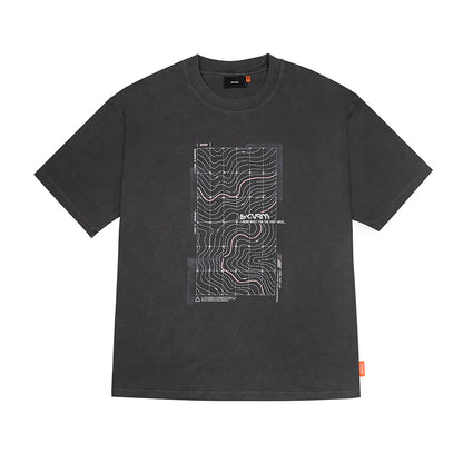 Skinarma Sonar Kısa Kollu Oversize Unisex Bisiklet Yaka Gri Tişört