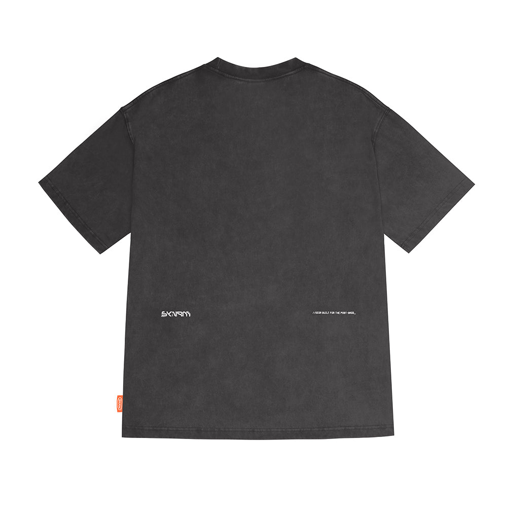 Skinarma Sonar Kısa Kollu Oversize Unisex Bisiklet Yaka Gri Tişört