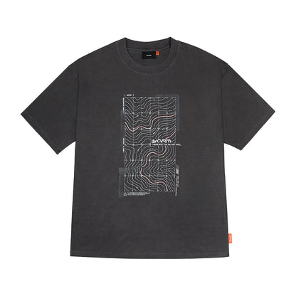 Skinarma Sonar Kısa Kollu Oversize Unisex Bisiklet Yaka Gri Tişört