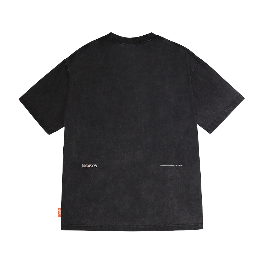 Skinarma Sonar Kısa Kollu Oversize Unisex Bisiklet Yaka Siyah Tişört