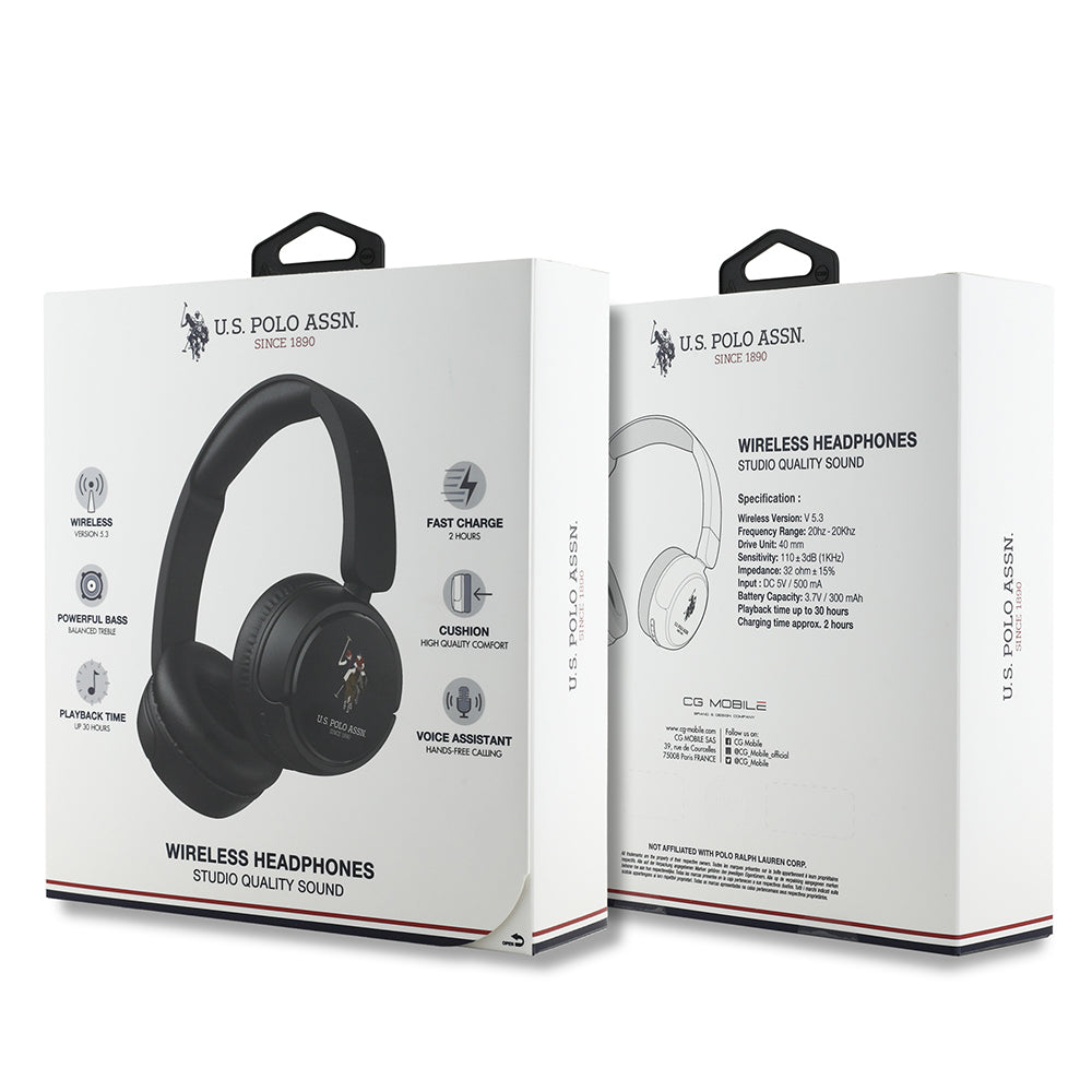 U.S Polo Assn. Orijinal Lisanslı Katlanabilir Ayarlanabilir Baskı Logolu Kulak Üstü Bluetooth Kulaklık v5.3