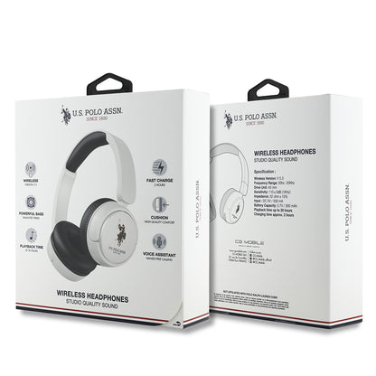 U.S Polo Assn. Orijinal Lisanslı Katlanabilir Ayarlanabilir Baskı Logolu Kulak Üstü Bluetooth Kulaklık v5.3