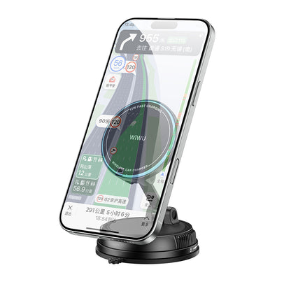 Wiwu CH-326 M-safe Şarj Özellikli 360 Derece Dönebilen Vakumlu Araç Telefon Tutucu 15W