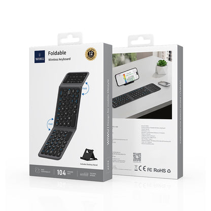 Wiwu FMK-05 iOS Android Windows Uyumlu Katlanabilir Bluetooth Kablosuz Klavye + Masaüstü Telefon Standı
