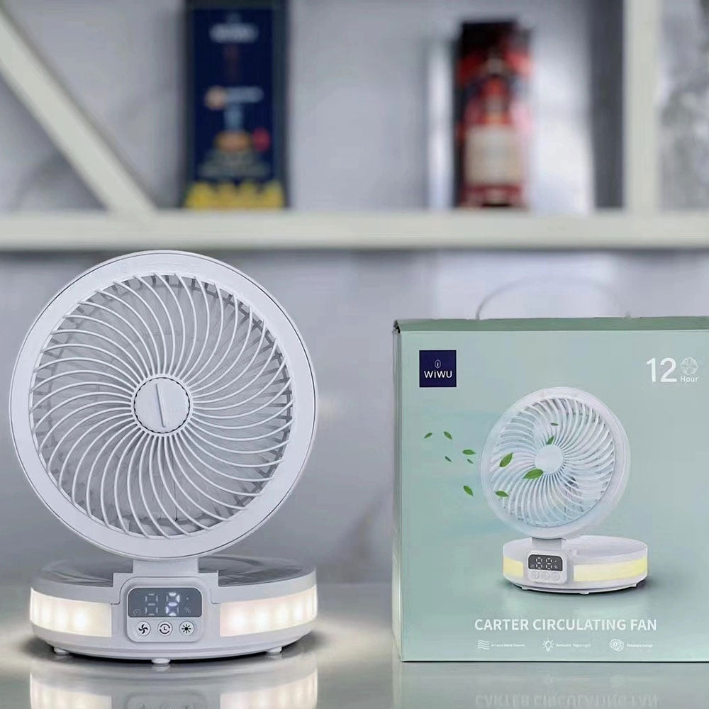 Wiwu FS05 Katlanabilir Şarjlı Dijital LED Ekranlı Gece Lambalı Masaüstü Fan