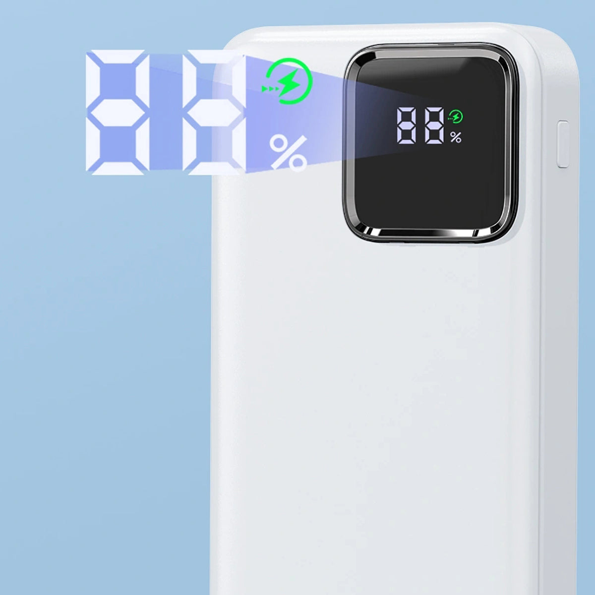 Wiwu JC-22 Dijital LED Ekran Şarj Göstergeli Type-C ve Lightning Kablolu Powerbank 22.5W 20000mAh