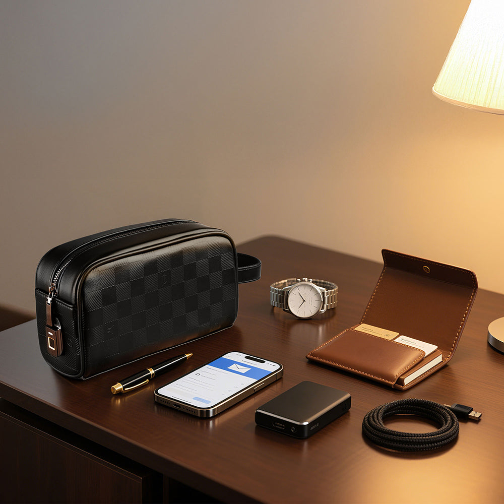 Wiwu Phantom Serisi Parmak İzi Kilitli Çok Fonksiyonlu Taşınabilir Mobil Aksesuar Çantası