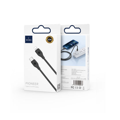 Wiwu Pioneer Wİ-C002 Ultra Esnek 30W Hızlı Şarj Özellikli Type-C to Lightning PD Kablo 1M